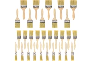 BREANIFULL 30 pennelli da pittura con manico in legno, 23/35/45/60 mm, set di pennelli per vernici, adesivi, pennelli da pittura, per vernici, smalti, oli, pareti acriliche su legno, metallo