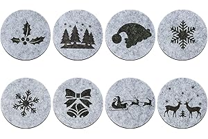 FHzytg 8 Stück Untersetzer Weihnachten Filzuntersetzer Weihnachten, Weihnachtsuntersetzer Filz Untersetzer Schneeflocke Weihnachtliche Filzuntersetzer Weihnachts Untersetzer Filz für Weihnachten