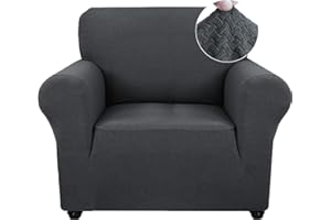 ‎YSTYLE Ystyle Stretch Sofa überzug 1 Sitzer, Elastisch Sofabezug Mit Armlehnen, Jacquard Couch überzug rutschfest, Waschbar Sofa Cover Protector Für Hunde Haustiere, Grau