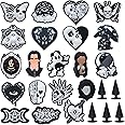 25PCS Shoe Charms for Gothic, Decoration for Croc Clog Sandals, Black & White Skull for Croc Charms Accessories for Adult Men Women Party Favor
