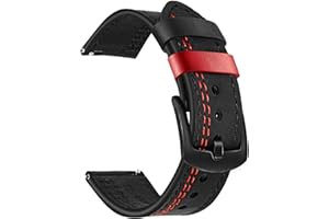 TRUMiRR Pasek kompatybilny z Samsung Galaxy Watch3 45 mm / Gear S3 Frontier / Galaxy Watch 46 mm / Huawei Watch GT 3 Pro 46 mm, skórzany pasek 22 mm, podwójny kolor z szybkim zapięciem