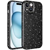 Coverzone Apple iPhone 15 Plus ile uyumlu Z-Jelly Kılıf Kamera Korumalı Simli Işılıtılı Renkli Parlak Silikon Kapak-Siyah