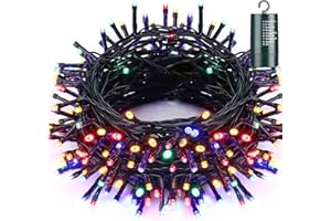 Qedertek Luces de Navidad Exterior, Guirnalda Luces 20M 200 LED, Cadena de Luces Pilas, Luces de Hada para Decoracion Navidad, Luces Colores de Arbol de Navidad, Patios, Jardines, Café