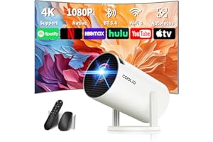 COOLID Mini Projector [Built-in Apps & 2026 Upgraded] Portable Projector Support 4K 1080P with Dual Band 5G WiFi 6 and Bluetooth 5.4 270° Rotatable Auto Keystone Correction Compatible with HDMI/USB/PC,White