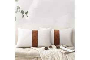 Merrycolor Juego de 2 Blanco Funda Cojin 30 x 50 cm, Empalme con Rayas Cubierta Cojín Decoración Cremallera Oculta Funda Almohada para Hogar Cama Bancos Sala Sofá Sillas Jardín Exterior