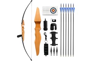REAWOW 30lbs Takedown Recurve Bow & Arrows Set for Adults - Right Hand & Ambidextrous Survival Hunting Longbow Kit with Practice Arrows for Outdoor Target Shooting Beginners