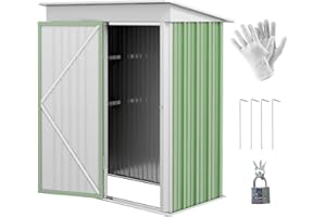 Outsunny Casetta da Giardino Piccola in Acciaio Porta Attrezzi, Armadio da Esterno con Porta Bloccabile, 161x95x163/181cm, Verde