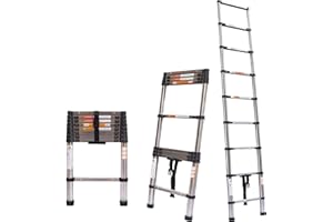 ANSIMIDA Telescoping Ladder 2.6M Multi-Function Ladders 9 Steps Folding Expandable Collapsible Easy to Carry Tall for DIY Builders Outdoor Indoor 330lb Load Capacity