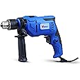 VTOOLS 650 Watt Impact Drill With Multi Function (Hammer And Drill), 360 degree Rotating Side Handle, Guide Ruler, And Variable Speed, Blue, VT1206