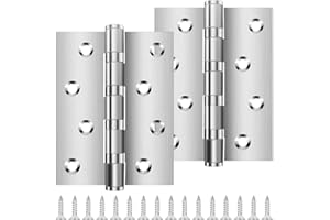 2 Stück Schwerlast Kugellagerscharniere 10cm, Bolatus Türscharnier Silber Edelstahl Scharniere Scharnier mit 8 Löchern für Massive Türen Gartentor Innen Außen (100x76x13 mm)