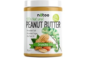 NÄTOO Burro di Arachidi Proteico, 29% di Proteine, 1kg, Crema Proteica Senza Zucchero, 100% Arachidi Tostate di Alta Qualità, Peanut Butter Crunchy, Crema Spalmabile ideale per Colazione Proteica