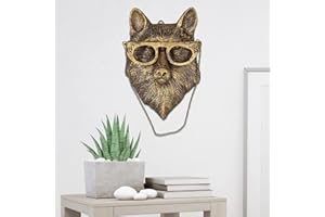 Gresonic 3D head Wall Mount Ornament, Animal Heads for Wall Art Hanging Sculptures, Small Metal Wall Resin Art Wall Decor Ornament Waterproof Bronzed Resin Decorations for Home (fox head)