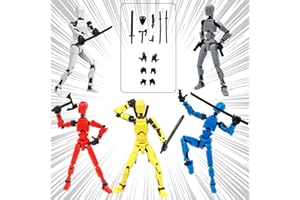 Cartlant 5Pcs T13 Action Figure, Robo 13 N13 Action Figure 3D Printed Multi-Jointed Movable Robot, Lucky 13 Action Figures Dummy Desktop Decoration Game Gift with 6 Weapons and 3 Hands Sets