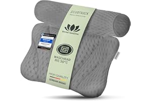 SilverRack Poduszka do wanny miękka [szara, cienka] – poduszka pod kark do wanny z przyssawkami jako akcesorium do wanny – poduszka do wanny – poduszka do wanny o ergonomicznym dopasowaniu