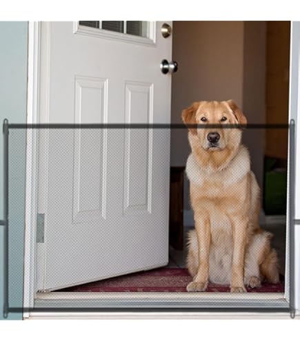 Barrière De Sécurité Pour Chiens Et Bébés – 110x72 Cm, Sans Perçage, Tissu Polyester Et Tiges Télescopiques Acier