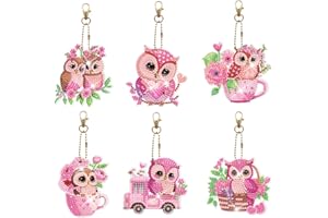 DEMIAWAKING 5D Diamant Malerei Schlüsselbund Kits DIY Diamond Painting Schlüsselanhänger Tasche Anhänger Handy Deko Mosaik Handarbeit Geschenk (6Pack D)