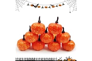 YUE QIN 12 Stück Kürbis Herbst Deko Dekoration Draußen Kürbisse Deko Herbstdeko Halloween Deko für Deko Halloween Thanksgiving Home Party Herbst Weihnachten