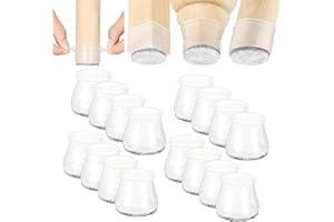 Aneaseit Taco Protector para Patas de Sillas - 3.8cm x 16uds Transparentes - Tacos Protectores de Silicona para Patas de Silla y Muebles de Madera Dura - Tamaño M