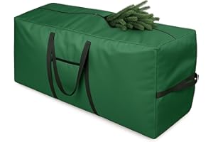 Homatz Christmas Tree Storage Bag – Heavy Duty Tree Bag Fits Up to 7.5ft Artificial Xmas Tree, Large Waterproof Xmas Tree Bags with Reinforced Handles, Zipper & Pocket – Holiday Tree Organiser (Green)