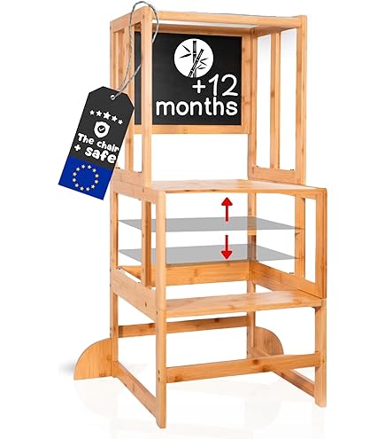 Tour D'Apprentissage Montessori En Bois - Réglable En Hauteur - Pour Enfants Dès 1 An - Sécurisée Et Stable