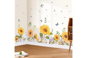 SHUCHING Adesivi Murali Girasole Giallo, Adesivi da Parete Lavanda Viola, Stickers Decorazioni per Camera da Letto Soggiorno Bambini
