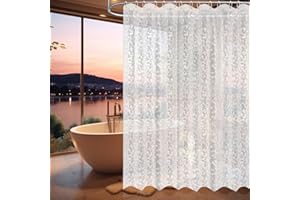 VARHHUXHA Zasłona prysznicowa, 180 x 200 cm, z magnesem obciążającym na dole, przezroczysta zasłona prysznicowa z motywem kamyków 3D, wodoszczelna, z 12 pierścieniami do zasłony prysznicowej