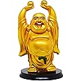 Saubhagya Global Polyresin Golden Set of 1 Holding Two Balls Happy Man, Small Size, Height-10cm for Office Decor, Home Decoration