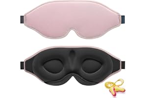 2023 Innovative Sleep Mask for Men and Women, Trilancer 3D 100% Light Blocking Design, Comfortable Eye mask, Blackout Blindfold for Sleeping, Nap, Meditation, Travel, with Earplugs (Pink)