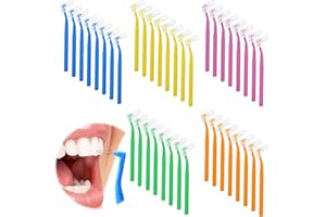 UWOBEFO 40 Piezas Cepillos Interdentales en Forma de L cepillo Interdental Ultrafino Dientes Reutilizable Hilo Dental Cepillo Interdental Angular Fino Herramienta de Limpieza Dental para la Limpieza Dental