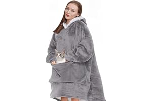 IvyH Ponadwymiarowa Bluza z Kapturem Koc Sherpa - Super Miękka, Ciepła, z Długim Rękawem - Jeden Rozmiar Pasuje do Mężczyzn, Kobiet, Dziewcząt