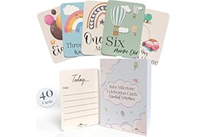Tiny Trees® 40 Baby Milestone Cards in Gift Box - Baby Shower Gifts for Mum - New Baby Gift for Boy or Girl - Unisex Milestone Baby Cards for New Parents Pregnancy Gifts and Keepsake