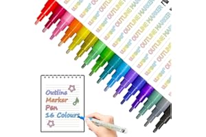 Ulifeme Bolígrafo Contorno, 16 Colores Bolígrafos de Contorno de Doble Línea para Tarjetas de Regalo, Saludos de Cumpleaños, Niños Pintando, Bricolaje, Manualidades y Dibujo de Fiest, Punta de 1-2 mm