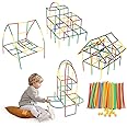 NHR Creative Puzzle Block 90 Pieces DIY Colorful Pipe Straw Stick Building Block Educational Assembly Toy for Kids, Bricks for Kids (3+ Years)