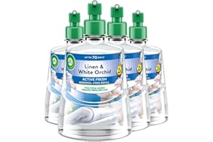 AIRWICK Air Wick Linen & White Orchid Aerosol-Free Automatic Spray Refill 228ml Pack of 4, Lasts up to 70 Days, Air Freshener