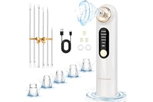 AQUOTA Rimuove i punti neri elettrici, pulitore pori, pulizia del viso USB, ricaricabile, per rimuovere brufoli Blackhead Remover acne bianco per rimuovere punti neri con 4 livelli di aspirazione e 4 teste
