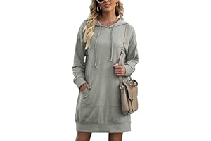 Migcaput Robe Sweat Femme Sweat Long à Capuche Hiver Sweat à Capuche Long Robe Pull avec Poche Robes Casual Robe Sweat