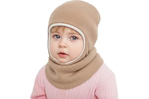 DRESHOW Kinder Wintermütze Warme Schal Schlupfmütze Strickmütze mit Kapuze aus Fleece Weiche Schalmütze Beanie Mütze für Kleinkinder Jungen Mädchen 1-6 Jahre