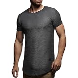 Leif Nelson LN55165 Maglietta Uomo Maniche Corte Slim Fit - Basic In Cotone, Colori Bianco E Nero