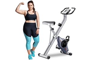 BCAN Folding Exercise Bike for Heavy People,Foldable Exercise Bike with 8 Levels Magnetic Resistance, Pulse Sensor for Home Gym (330 LBS Weight Capacity)