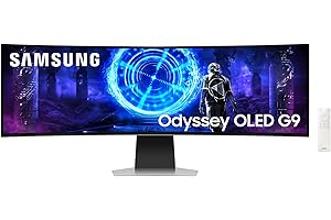 Samsung Ecran PC Odyssey OLED G9 240Hz, Sans Reflet, 0.03ms, Dalle OLED 1800R, Résolution 5120 x 1440, 1 000 000 : 1, 32:9, Compatible G-Sync,Smart, HDMI, DisplayPort, Pied ajustable