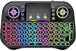 LONGYI I10 Mini Tastatur Wireless mit Touchpad, Mini Keyboard Smart TV Tastatur, Bluetooth und 2.4 GHz USB Kabellos Tastatur with RGB LED Hinterleuchtet für Android Box/Smart TV/PC/Pad/Xbox/HTPC/IPTV