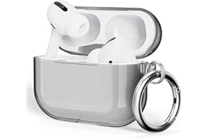 ULAK AirPods Pro Hülle, Durchsichtig Stoßfest Hülle Dünn Schutzhülle mit Karabiner Transparent Ladecase für Apple AirPods Pro 2022/2019 (LED an der Frontseite Sichtbar) - Schwarz