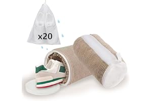 Kingbar 2 Stück Schuhwaschbeutel Waschmaschine, 360° Reinigungsflaum Mit Verstecktem Reißverschluss, Wiederverwendbarer Netzschuhe Wäschesack Für Sneaker, 34x17cm, Brown