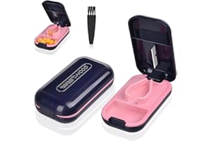 TEOKANTZ Portable Pill Cutters for Tablets Small Tablets Cutter, Exquisite Pill Splitter for Small or Large Pills Vitamins Crusher and Cutter in Half Quarter(with Small Brush)