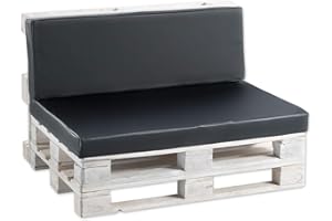 Gutekissen Coussins pour palettes Coussins pour palettes PF (Coussin d'assise 120x60 Lisse, Similicuir Noir)
