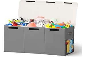 ADEHMDA Large Toy Box, Toy Box Storage with Lid, Collapsible Sturdy Toy Chest Box for Kids, Girls and Boys, Nursery Room and Living Room, 39.5"x13" x16"(grey)