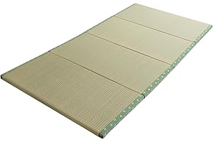 MAXYOYO Japanese Traditional Tatami Mat - 4 Folds Firm and Comfortable Futon Mattress with 100% Natural Green Rush Grass - Great for Meditation Yoga Zen Room Japanese Tearoom - 200 x 100 x 3cm