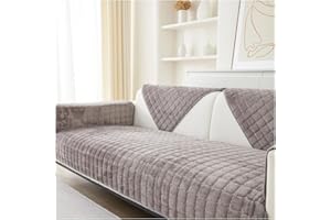 NUODWELL Thickened Sofa Slipcover 1/2/3/4 Seater, Flannel Anti-slip Sofa Protector L Shape Couch Cover Furniture Protector for Living Room (Khaki, 70 * 70cm)