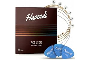 HAVENDI® Gitarrsträngar västerländsk gitarr – lysande ljudkvalitet strängar av stål för akustisk gitarr täckt med fosfor bron