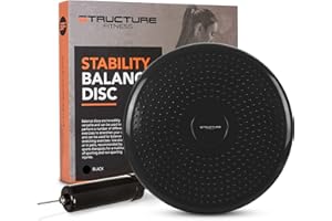 STRUCTURE FITNESS SF Stability Balance Disc with Hand Pump – Thick Inflatable Wobble Stability Balance Board Posture Tone Fitness Core Strength and Agility – Yoga Exercise Gym Workouts Rehabilitation